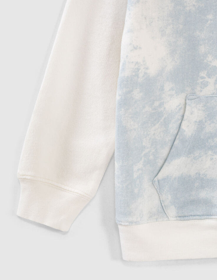 Sweat bleu tie and dye et &eacute;cru &agrave; capuche gar&ccedil;on -6