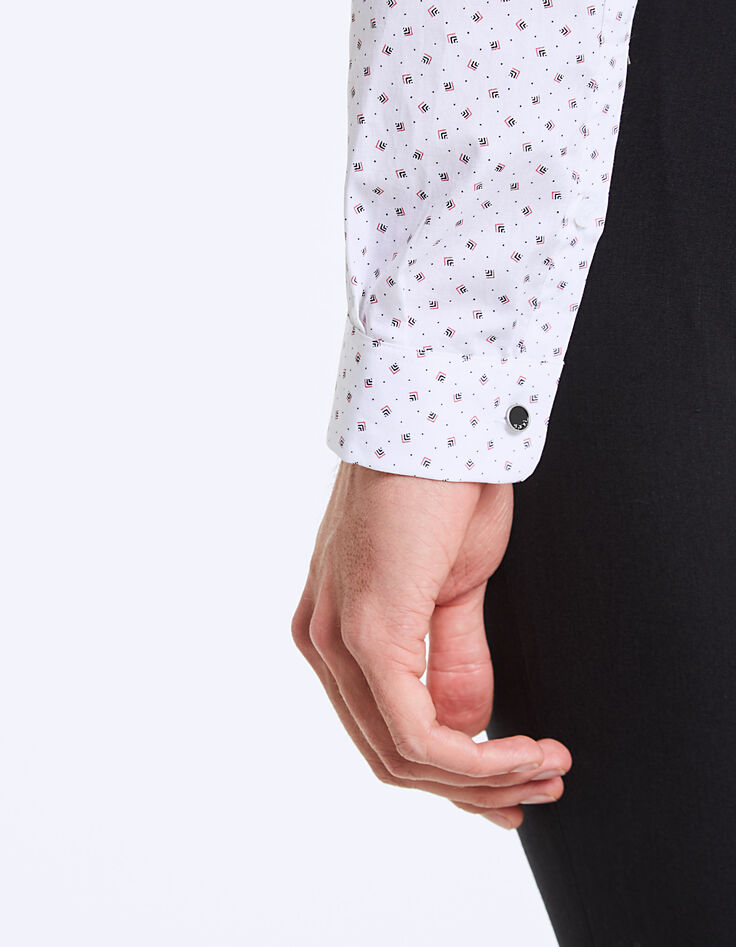 Chemise slim blanc cassé mini bicolore Homme-5