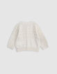 Cardigan ecru knit lurex openwork baby girl-3