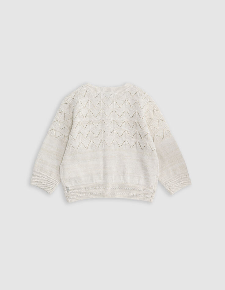 Cardigan ecru knit lurex openwork baby girl-3