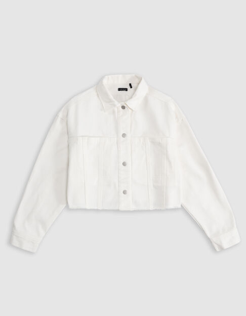 Chaqueta vaquera blanca flecos cropped niña - IKKS