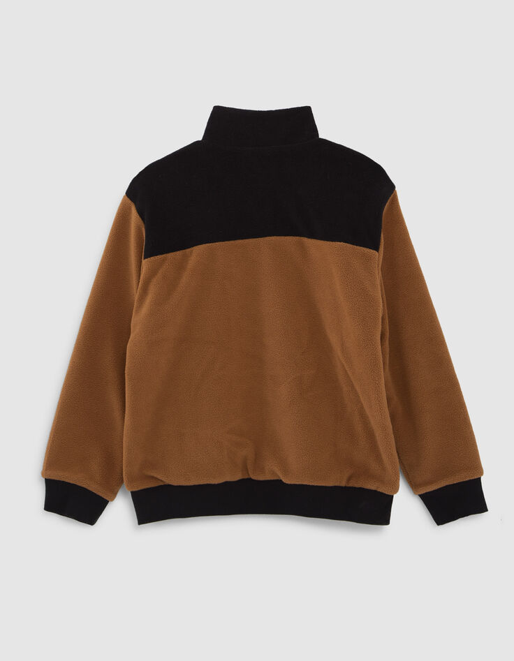 Cárdigan reversible coñac y gris jaspeado niño-4