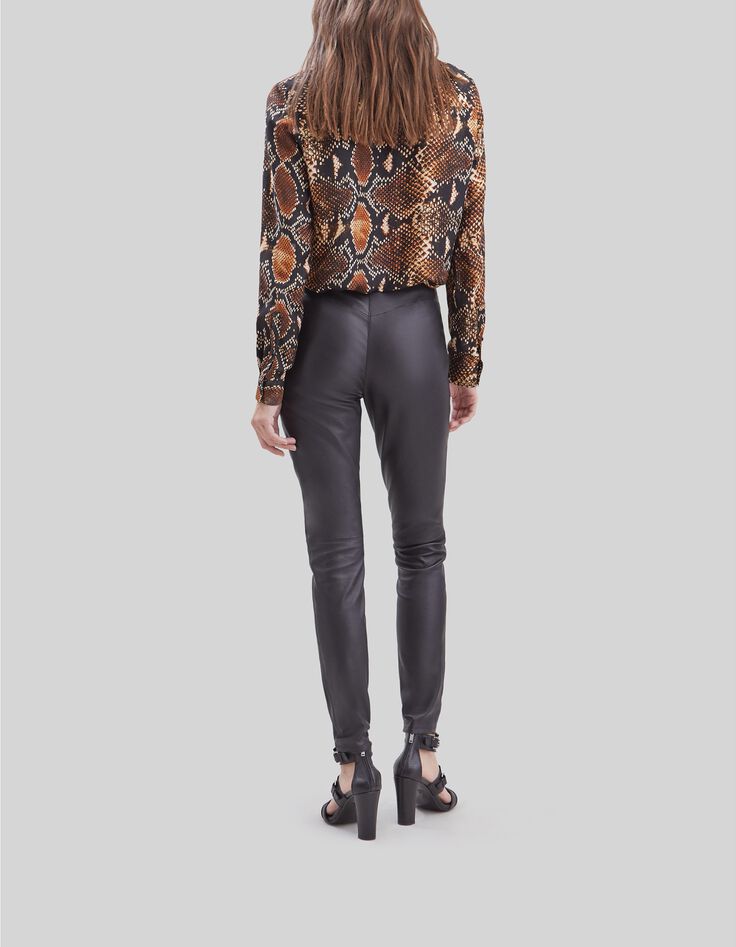 Pure Edition slim en cuir noir avec poches zipp&eacute;es femme-7