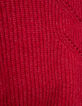 Women’s red knit sweater with bow sewn on back-7