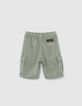 Boys’ khaki CARGO Bermuda shorts with elasticated waist-4