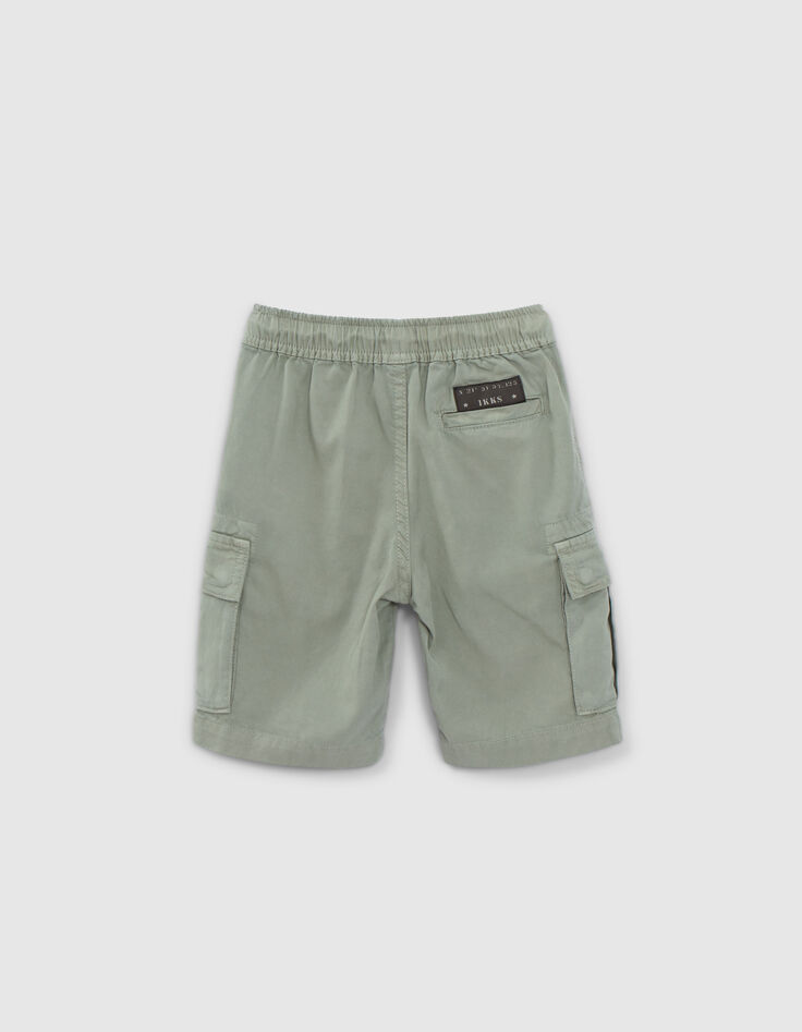 Boys’ khaki CARGO Bermuda shorts with elasticated waist-4