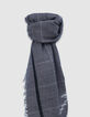 Fular gris Príncipe de Gales bordado mujer-4