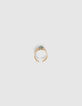 Brede goudkleurige ring met 3 Afrikaans turkoois parels-2