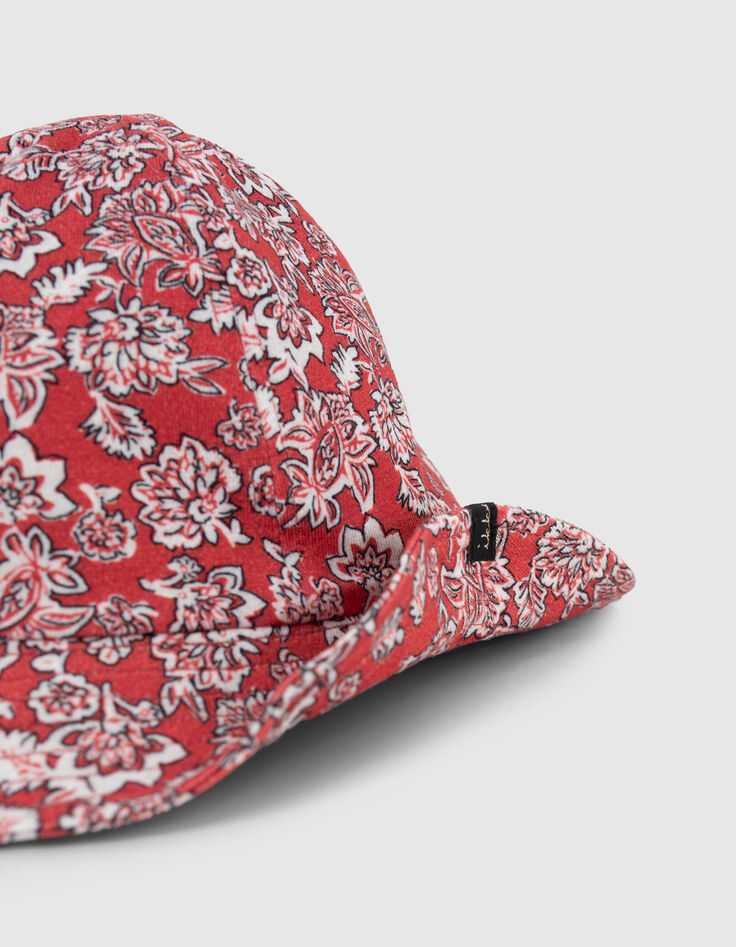 Sombrero rojo estampado floral bebé niña-5