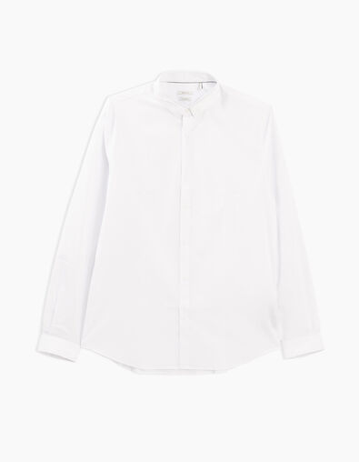 Weißes Slim-Herrenhemd mit doppeltem Kragen Easy Care - IKKS