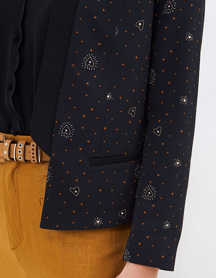 I.Code black star and heart print suit jacket-4