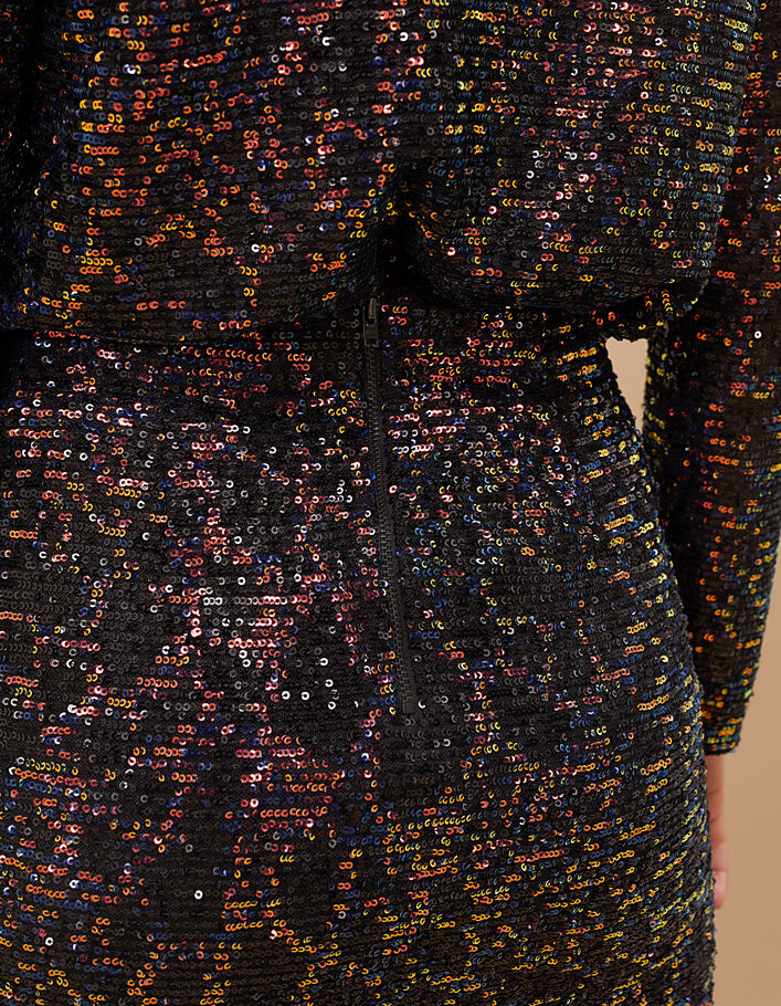 I.Code black glittery embroidered short skirt - I.CODE
