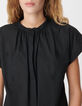 Schwarzes Damen-Top mit schwarzer Blumenstickerei-4