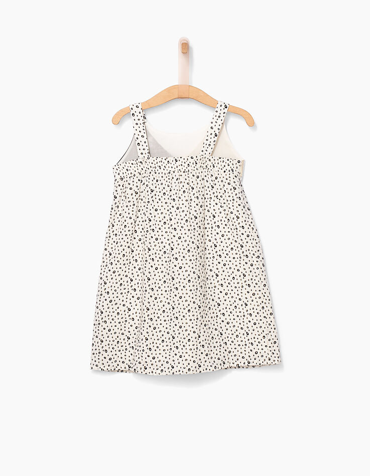 Robe blanc cassé à imprimé pois revisité fille-3