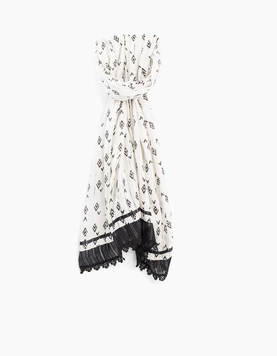 I.Code off-white ethnic print scarf - I.CODE