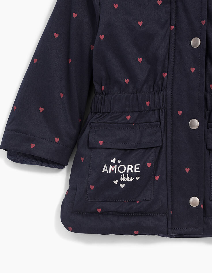 Parka marine fourrée à imprimé cœurs bébé fille-4 Parka marine fourrée à imprimé cœurs bébé fille-4