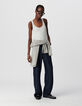 Women's white rib-knit tank top with herringbone embroidery on the back-1