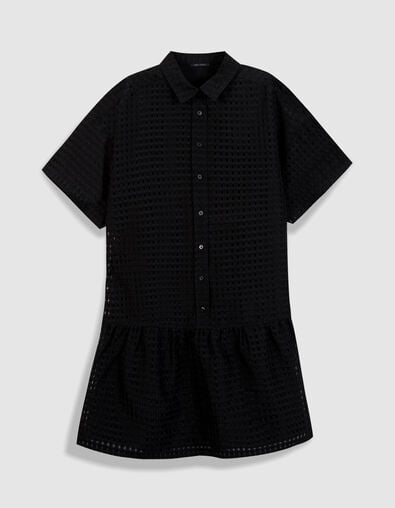 Robe noire motif carreaux ajour&eacute;s Femme - IKKS