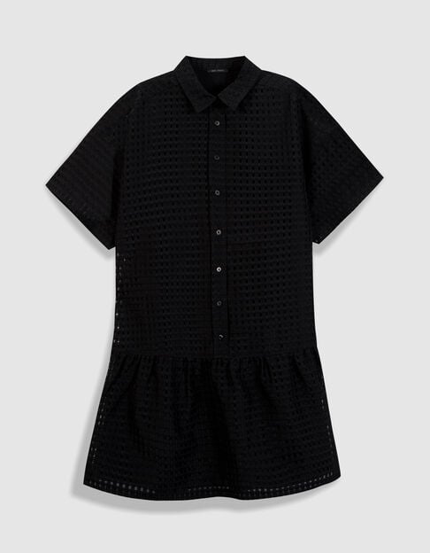 Black openwork check pattern dress Women - IKKS