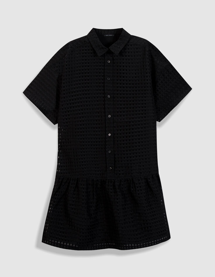 Robe noire motif carreaux ajour&eacute;s Femme-1