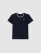 T-shirt bleu avec rayures en relief garçon-2