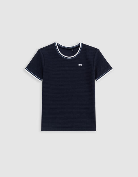 Camiseta azul rayas relieve niño - IKKS