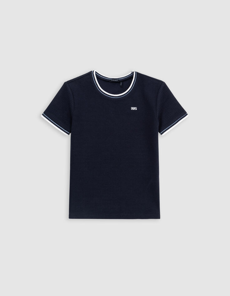 T-shirt bleu avec rayures en relief garçon-2