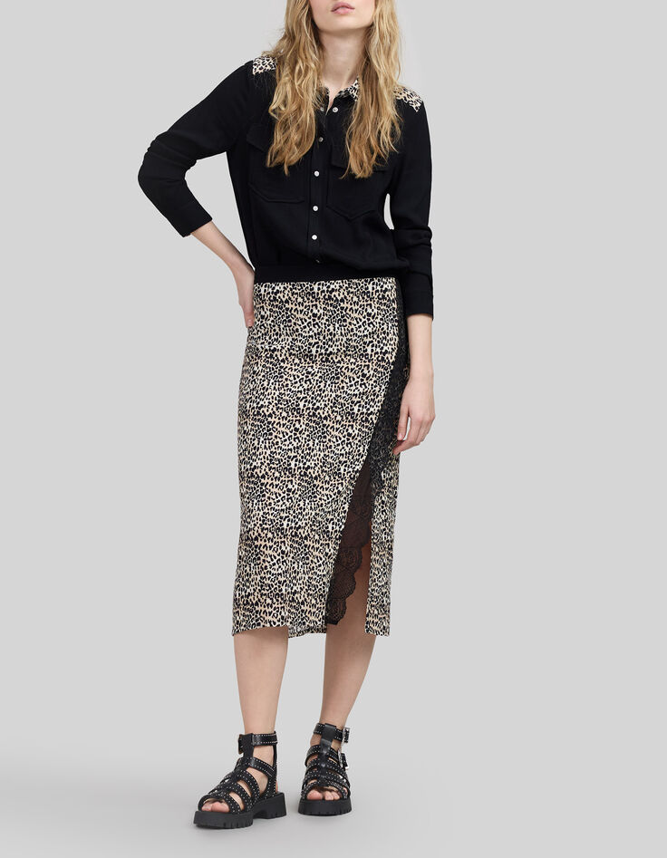 Chemise noire LENZING™ ECOVERO™ détails léo rock Femme-4
