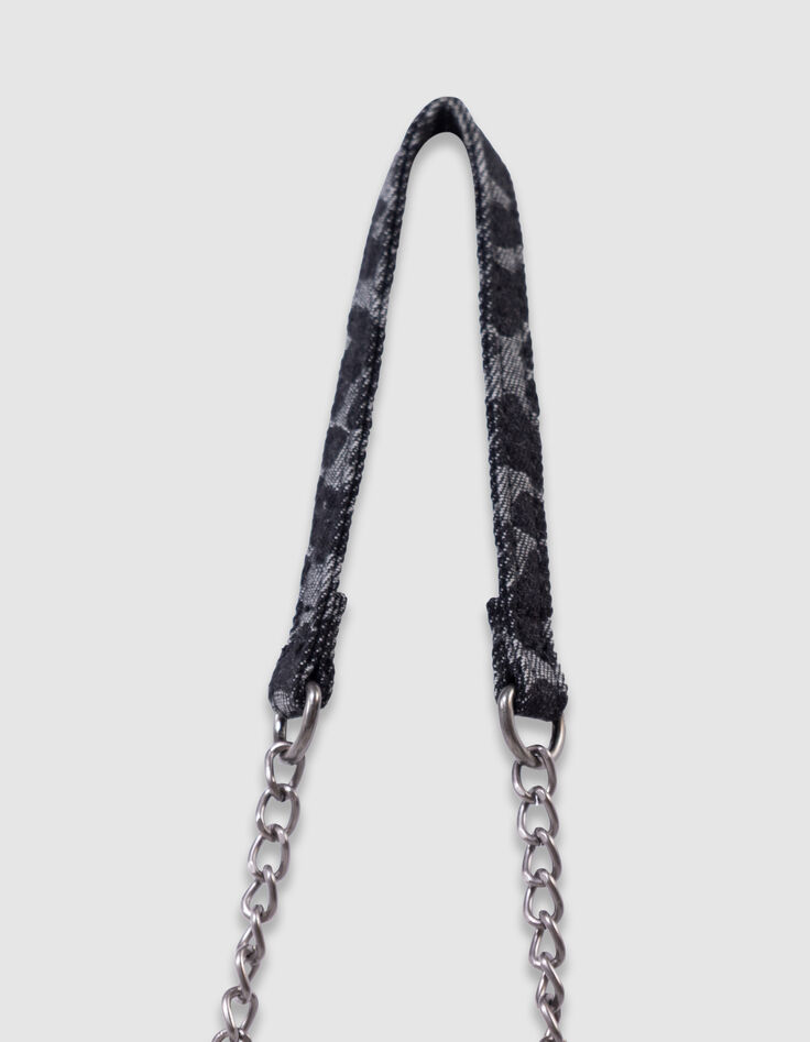 Sac à main noir imprimé léopard bordure microbilles fille-9