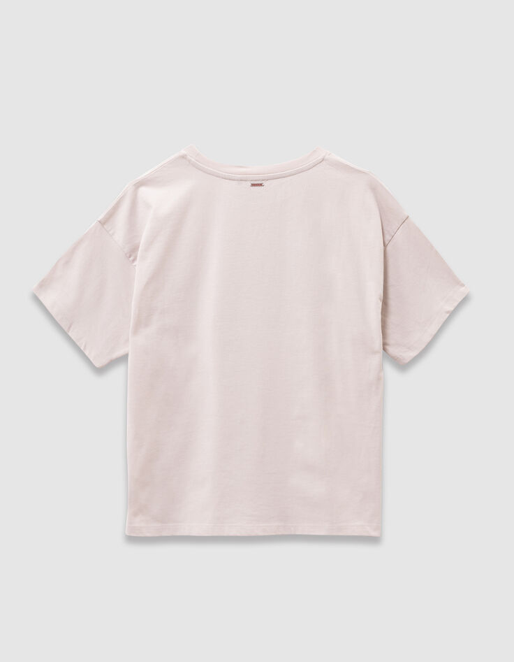 Beige T-shirt biokatoen zwarte tekst meisjes-4 Beige T-shirt biokatoen zwarte tekst meisjes-4
