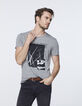 Grau meliertes Herren-T-Shirt Rock&Free mit Laser-2