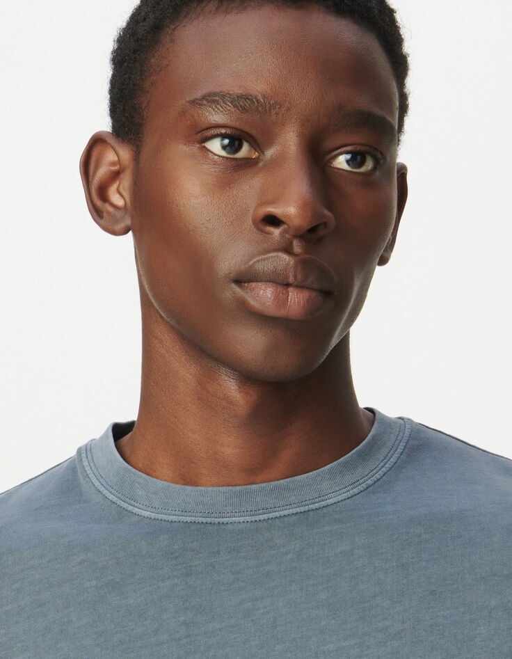 T-shirt bleu col rond manches courtes Homme-4 T-shirt bleu col rond manches courtes Homme-4