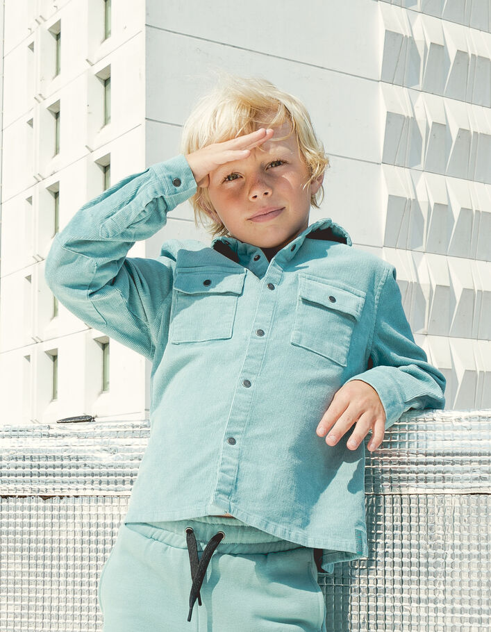 Boys’ green needlecord shirt-1