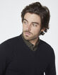 Men's black V-neck sweater-4