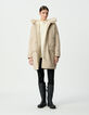 Parka oversize beige à capuche fourrée Femme-1