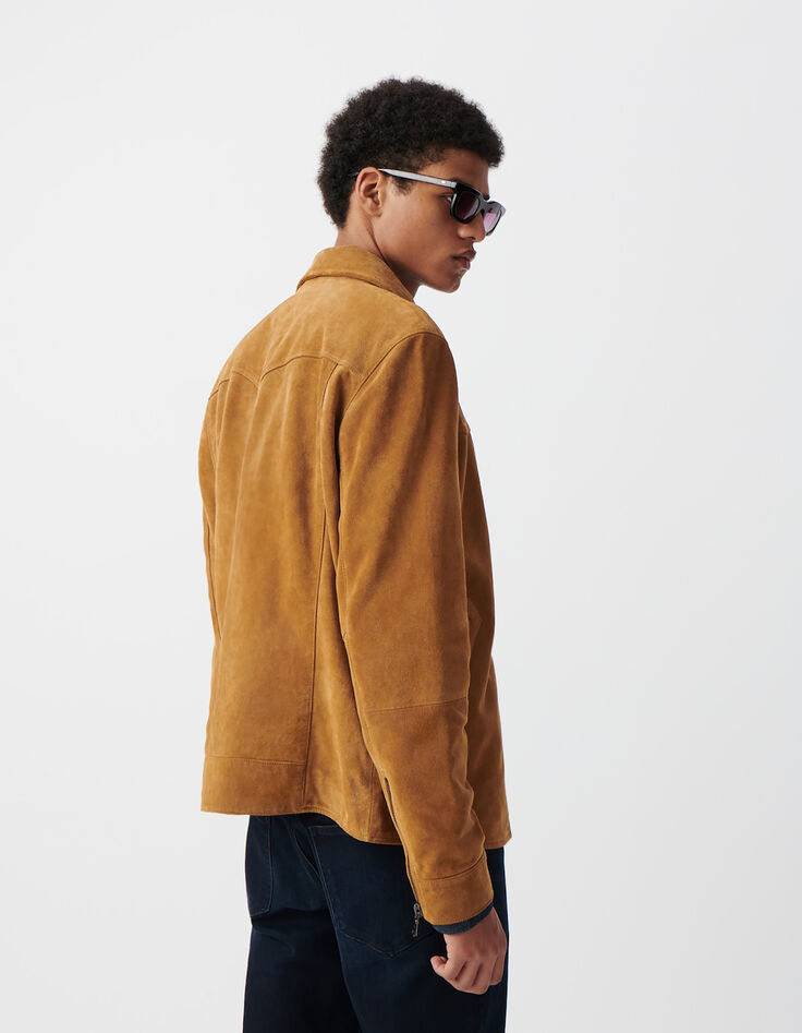 Chaqueta de piel de ante azafrán para Hombre-3