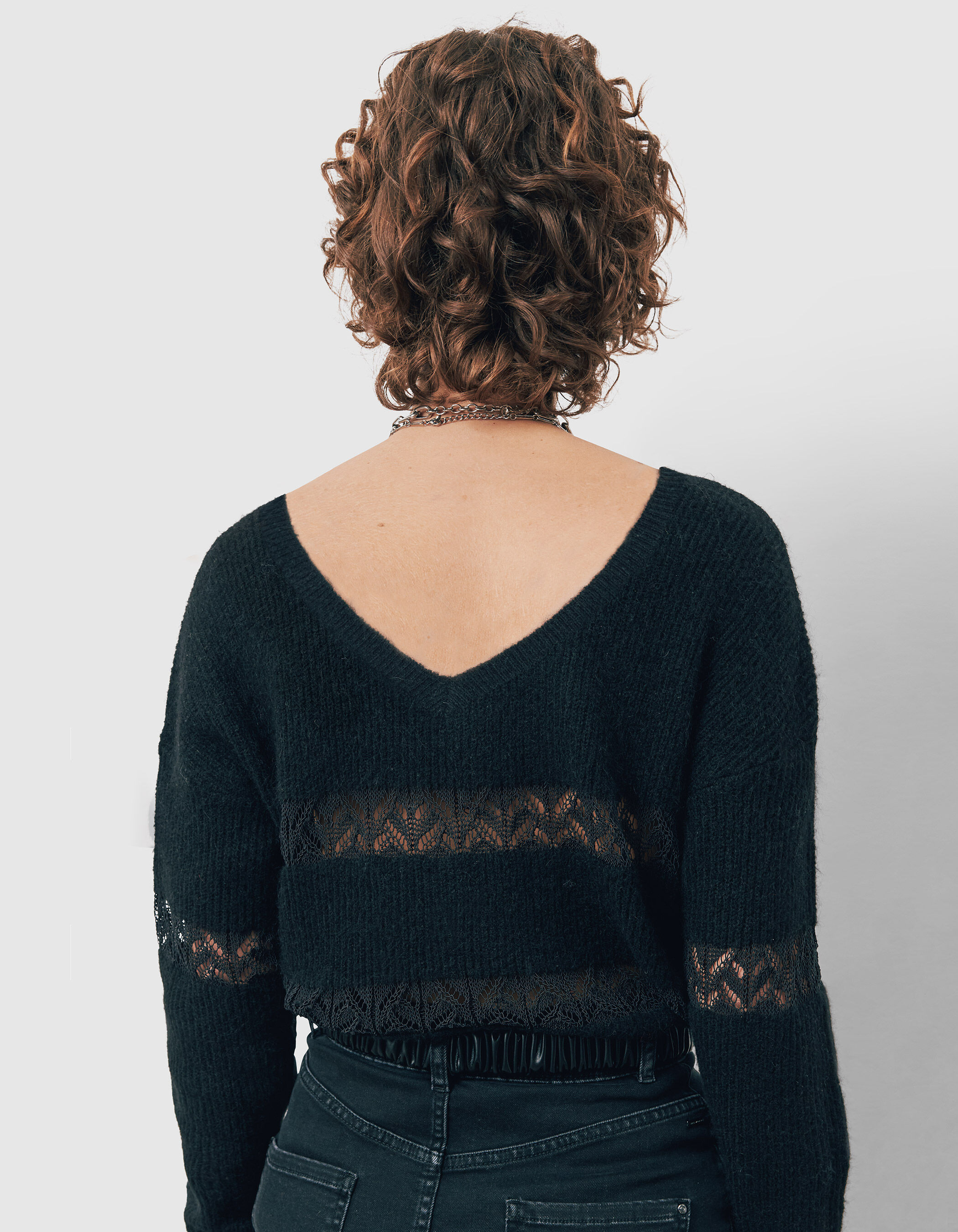 Pull noir dentelle femme best sale