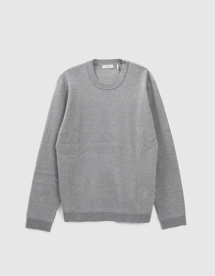 Men’s grey waffle knit sweater-5
