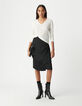Dames-T-shirt van witte linnenblend met lange mouwen-1