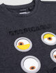 Grey organic cotton T-shirt with 4 MINIONS boy eye badges-4 Grey organic cotton T-shirt with 4 MINIONS boy eye badges-4
