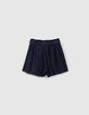Baby girls’ navy shorts with embroidered ruffles-2
