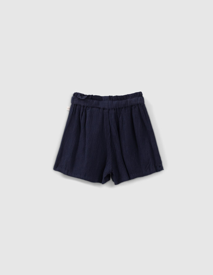 Baby girls’ navy shorts with embroidered ruffles - IKKS