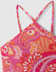 Rosa Mädchentop mit psychedelischem Print-2