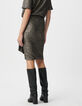 Jupe courte grise drapé asymétrique sequins métallisés Femme-3
