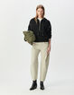 Zwarte hoodie biokatoen maxi-oogjes Dames-1
