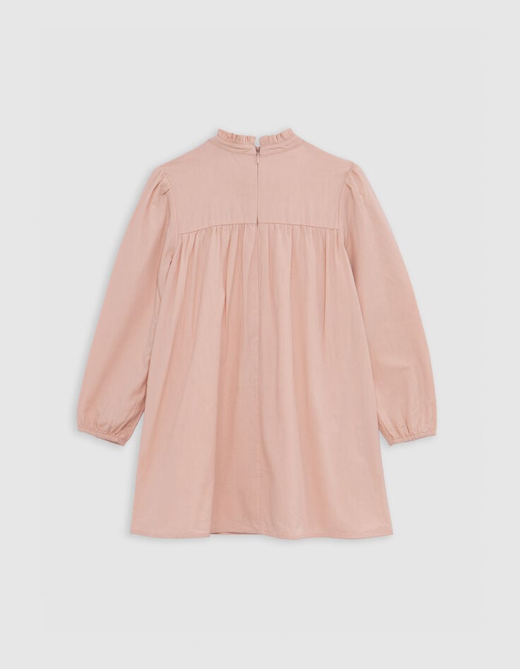 Roze meisjesjurk met art-decovogelborduurwerk-3 Roze meisjesjurk met art-decovogelborduurwerk-3