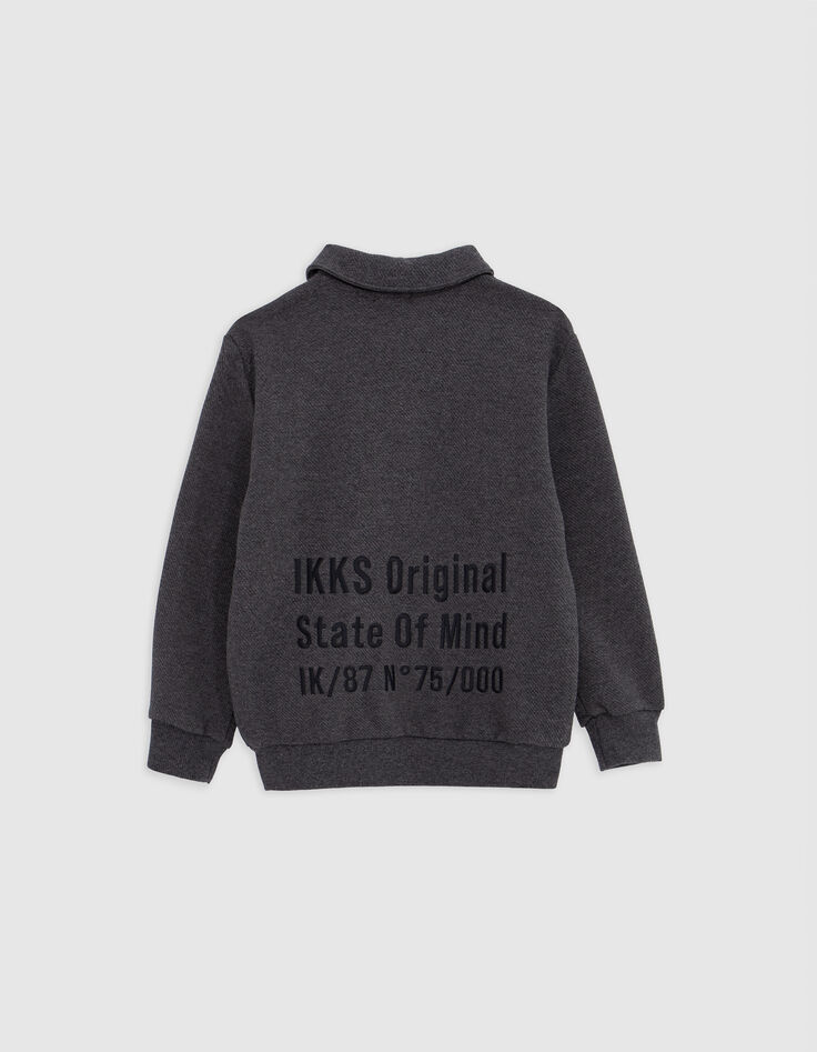 Cardigan zippé gris maille Ottoman broderie dos garçon-3 Cardigan zippé gris maille Ottoman broderie dos garçon-3