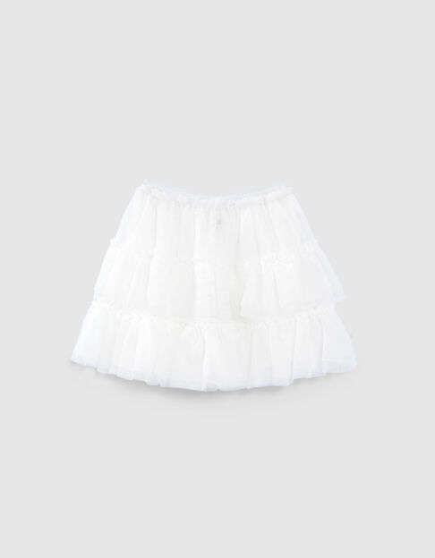Girls’ off-white skirt with ruffled tulle - IKKS