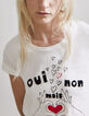 Women’s ecru IKKS capsule slogan motif cotton T-shirt-3
