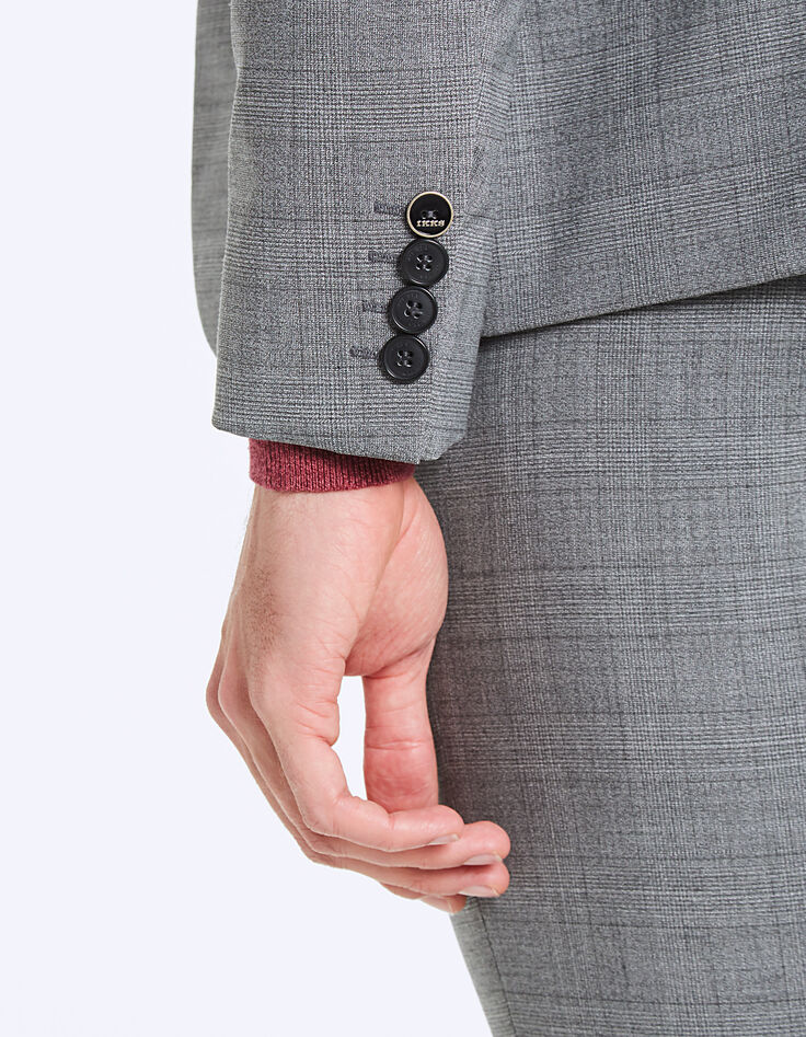 Grauer Herrensakko mit Glencheck-Karomuster Travel Suit-6